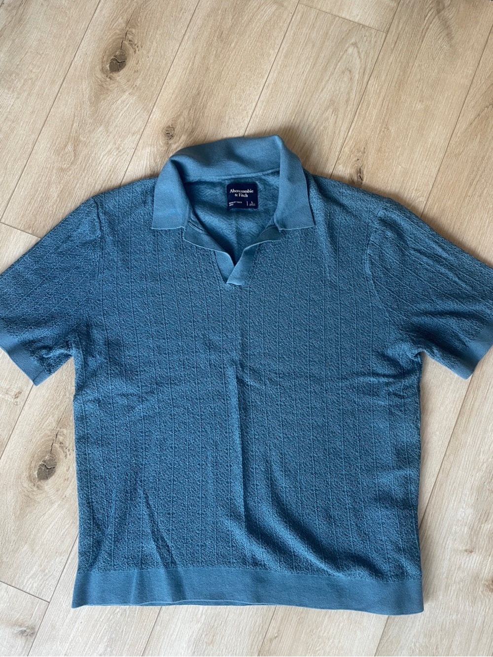 NWOT Abercrombie & Fitch Blue Textured Short-Sleeve Polo